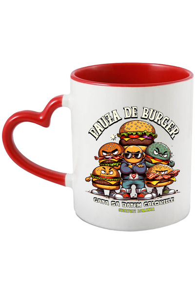 StoryGift Romania Cana Pauza de burger, lupta cu caloriile, 330ml, Ceramica c...