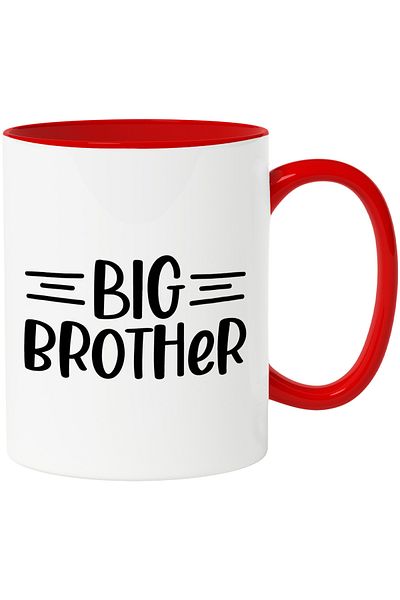 StoryGift Romania Mug for an older brother - care advice with Red Handle, With Red Handle STG, STG, STG.