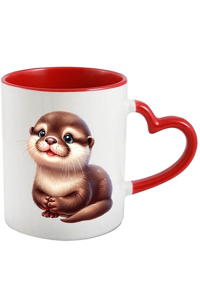 StoryGift Romania Mug with a cheerful otter | illustration | playful | happiness | animal | nature | l, With ,STG