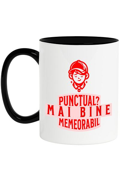 StoryGift Romania Punctual_ Better Memorable School Child Mug, 330ml, Ceramic with Black Handle, With M,STG