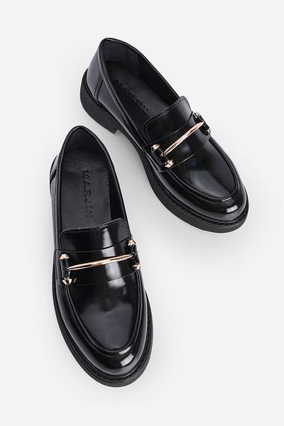 Marjin Dámská mokasínová mokasína Ležérní přezka Denní boty Forye Black Opening