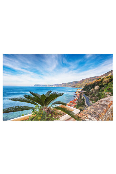 StoryGift Romania Tablou Canvas Peisaj Marin Si Sat Scilla Cu Biserica Mediev...