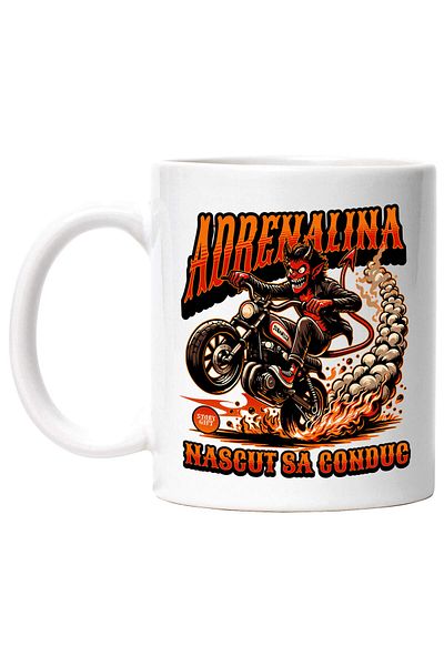 StoryGift Romania Cana cu Diavol Cu Coarne Si Coada Pe Motocicleta Viteza Cursa Adrenalina Mesaj N, Cu ,STG