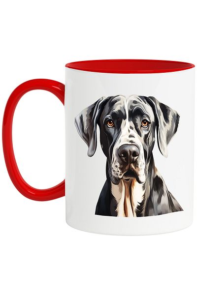 StoryGift Romania Mug with a serious puppy, illustration, black, white, obedient, best friend, With ,STG