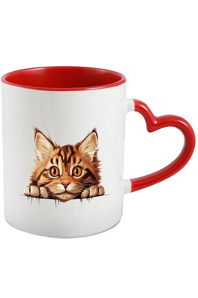 StoryGift Romania Mug with a kitten looking surprised | illustration | for cat lovers, With ,STG