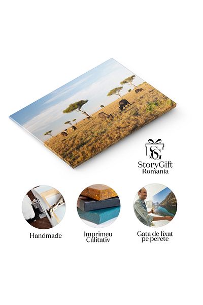 StoryGift Romania Tablou Canvas Bivolite De Savannah In Africa Bivol, Animale, Africa, Savana, Natura. 1049