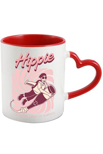 StoryGift Romania Hippie Mug Coloring the World with Kindness Man on a Rocket, 330ml, Ceramic with Handle I, With, STG