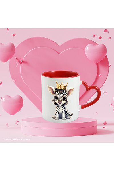 StoryGift Romania Mug with a baby zebra wearing a royal crown | illustration | surprised | i, With ,STG .
