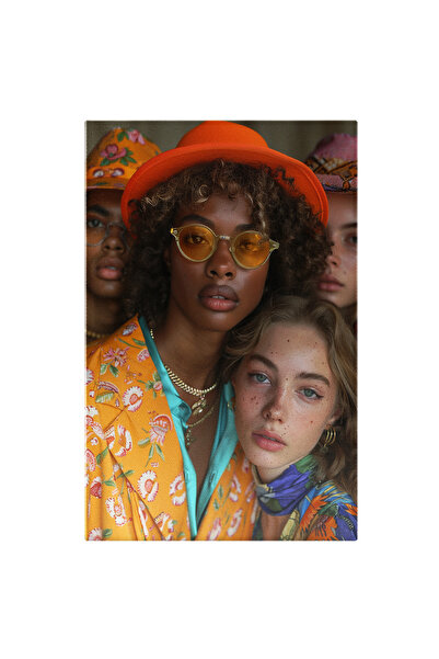 StoryGift Romania Tablou Canvas Un Grup De Femei Îmbrăcate Cu Haine Cu Model Floral - Bucuria Primăverii , Pictur