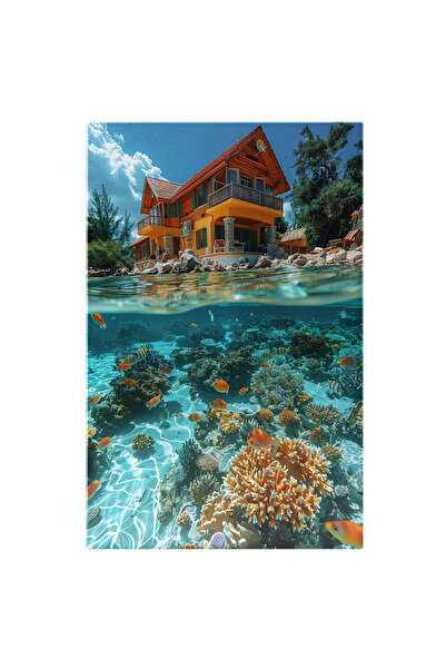 StoryGift Romania Tablou Canvas Casa De Vacanta Facuta Din Lemn Cu Etaj Langa...