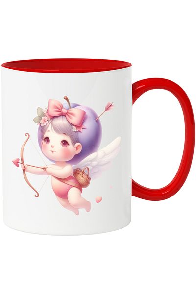 StoryGift Romania Mug with a baby Cupid shooting a bow | illustration | archery | a, With ,STG