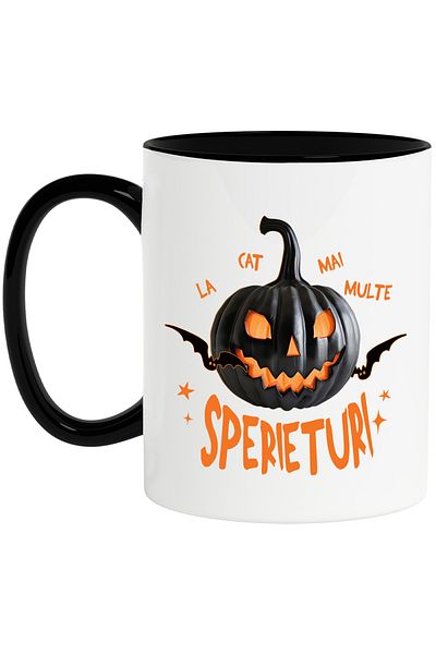 StoryGift Romania H4ALLowen Pumpkin Scares Mug, 330ml, Ceramic with Black Handle, With ,STG