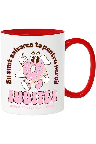 StoryGift Romania Happy Donut Mug Funny Text I Am Your Salvation For My Girlfriend's Nerves, 330ml, With,STG.