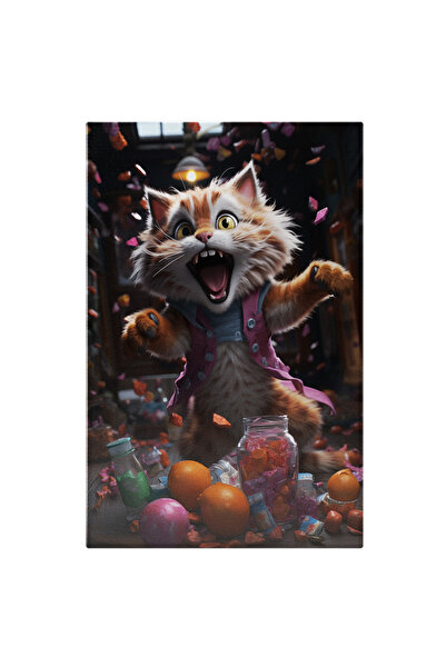 StoryGift Romania Tablou Canvas: Pisoiul Neastamparat Un Pisoi Care Sparge Borcane Si Strica Tot Ce-l Inconjoara