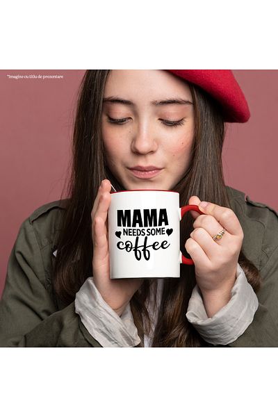 StoryGift Romania Mug with hearts and the message "Mama needs some coffee" - mom needs some, With ,STG.
