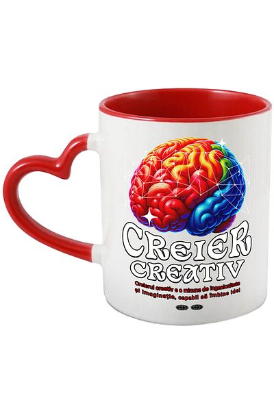 StoryGift Romania Mug Brain Creative intelligence genius mind miracle, 330ml, Ceramic with Heart Handle, With, STG