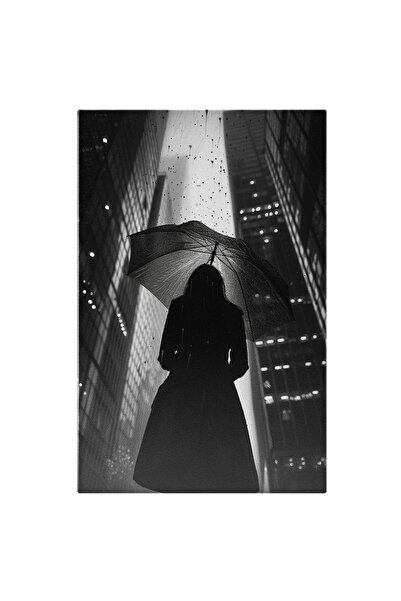 StoryGift Romania Tablou Canvas: Umbră De Femeie Cu Umbrelă Și Clădiri Înalte...