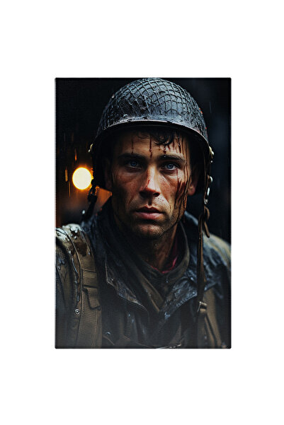 StoryGift Romania Tablou Canvas: Un Soldat Insangerat - Privire Pierduta Bata...