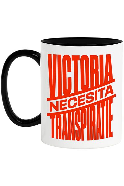 StoryGift Romania Mug Motivational Message Sport Text Victory Requires Sweating, 330ml, Ceramics, With ,STG