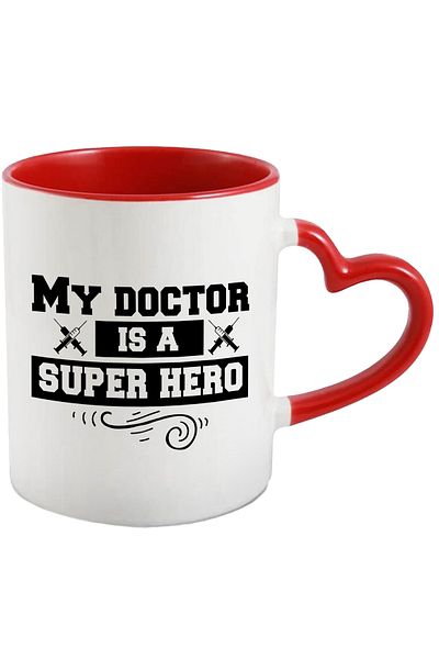 StoryGift Romania Mug for the appreciated doctors who are like superheroes with Red Heart Handle, With ,STG