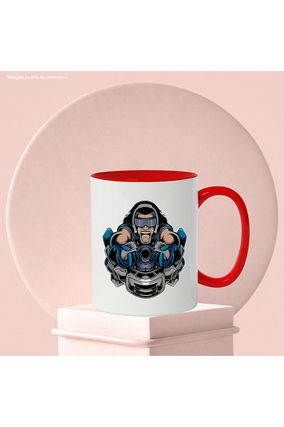 StoryGift Romania Mug With Gamer, Broken Controller, Robot, Glasses, Mecha, Multicolor 330 ml, Wax, With ,STG