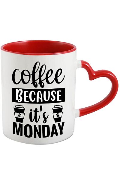 StoryGift Romania Mug for coffee lovers with the message "Coffee, because it's Monday" with Ini Handle, With ,STG