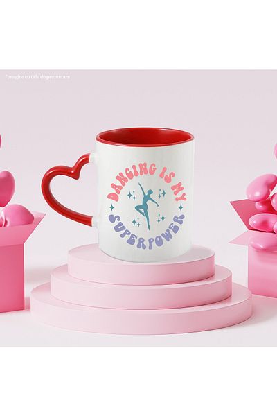 StoryGift Romania Mug for those who consider dancing their superpower with Heart Handle Ro, Cu, STG