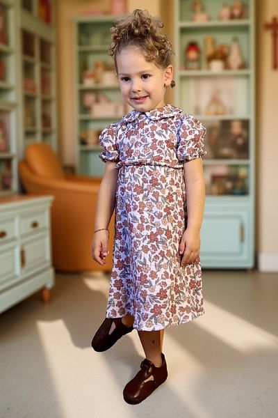 meqlife Rochie de muselina lunga vintage cu imprimeu organic 100% bumbac