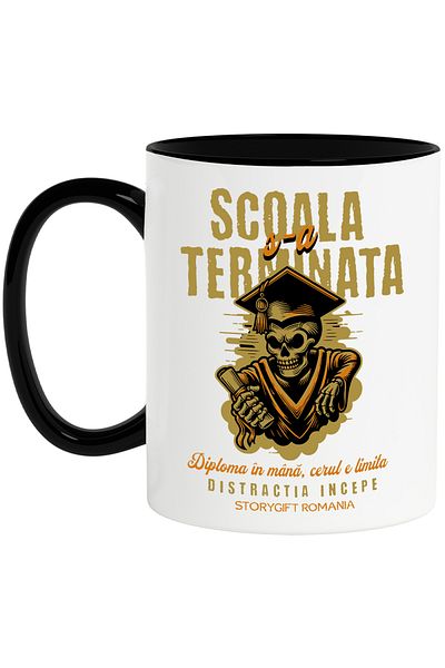 StoryGift Romania Skeleton mug graduate school is over fun, 330ml, Ceramic with Handle, With, STG