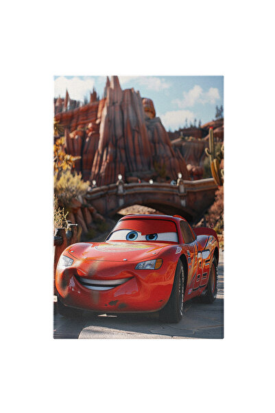 StoryGift Romania Tablou Canvas: Fulger Mcqueen, Masina Vitezei , Furia Rosie Cu Ochii Albastri Si Zambetul Larg