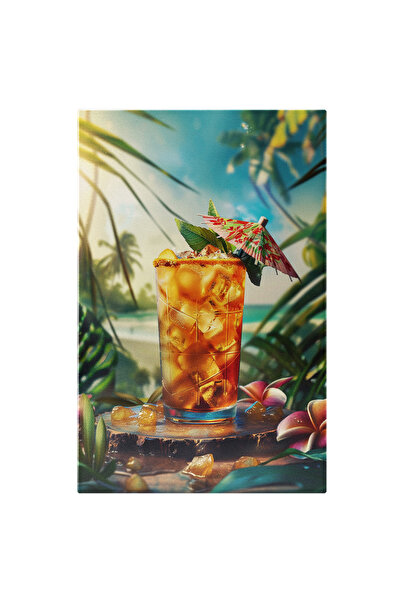 StoryGift Romania Tablou Canvas Răcorire În Paradis Cu Un Pahar Aburind De Li...