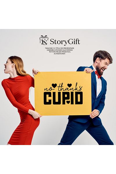 StoryGift Romania Sticker Label 50CM Exterior for those who don't want to fall in love - the text "No, thank you"