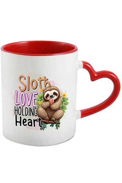 StoryGift Romania Sloth/lazy animal mug with the message "Sloth Love Holding Heart", love, heart, With, STG