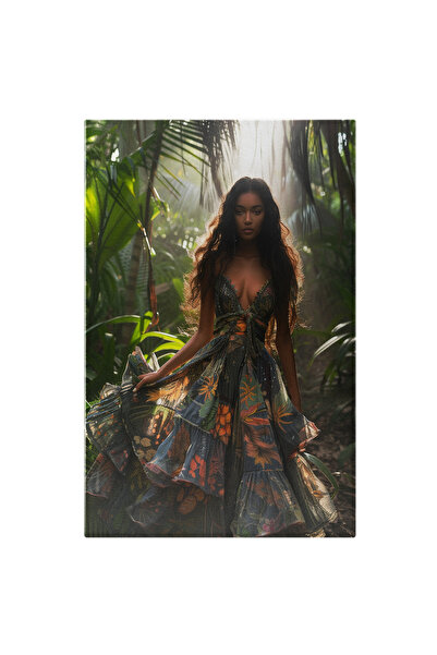 StoryGift Romania Tablou Canvas: Printesa Junglei Fata In Rochie Lunga Verde ...