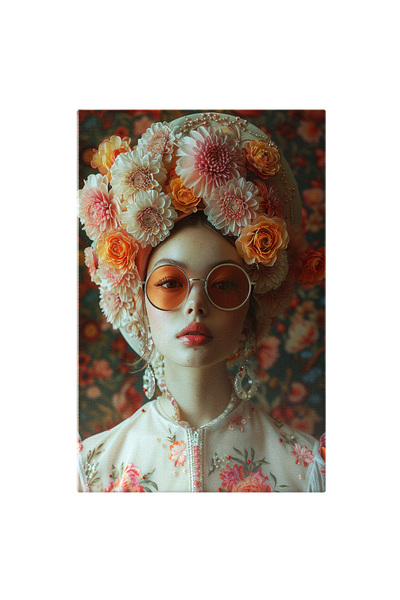 StoryGift Romania Tablou Canvas: Fata Cu Piele Alba Si Cercei In Costum De Fl...