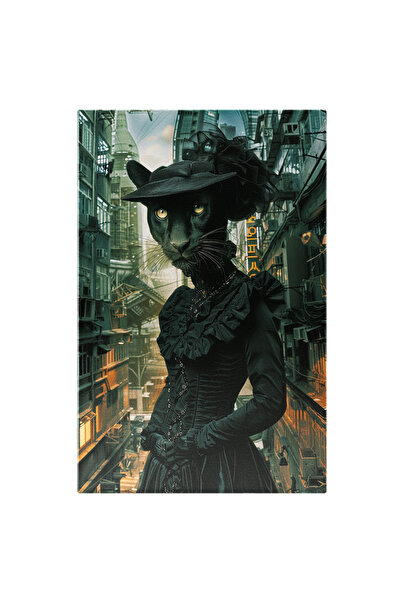 StoryGift Romania Tablou Canvas Pantera Deghizata Cu Palarie Si Rochie Lunga ...