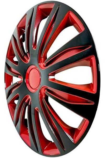 Generic Pistol Wheel Cover Set, 4 Pieces Red and Black - 14 Inch - WJ5083 BRB