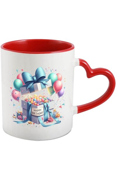 StoryGift Romania Mug with an open gift with the message "Happy birthday" | i...