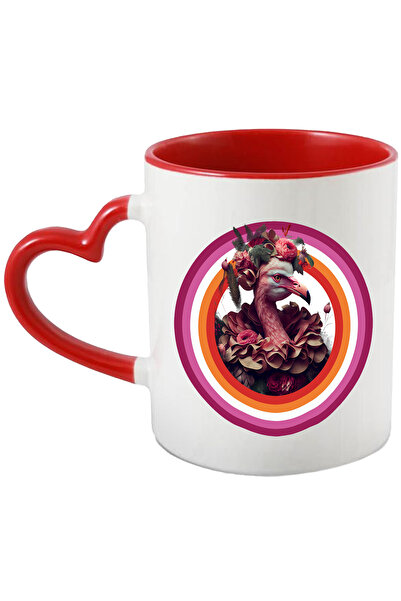 StoryGift Romania Cana Cu Flamingo, Flori, Guler Cu Franjuri, Cerc, Exotic, M...