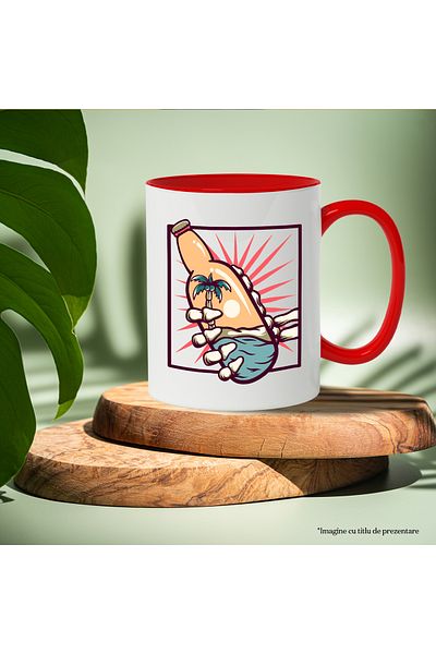 StoryGift Romania Glass Mug, Ocean, Island, Palm Tree, Sunset, Skeleton, Hand, Multicolor 330 ml, , With ,STG