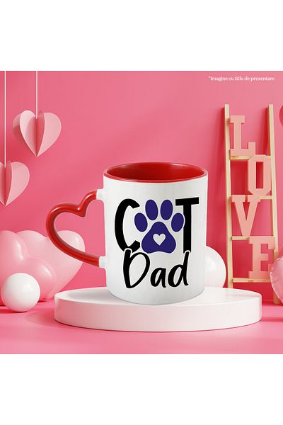 StoryGift Romania Mug with the English Text Cat Dad, Cat's Father, Cat's Paw, Heart, , With ,STG.