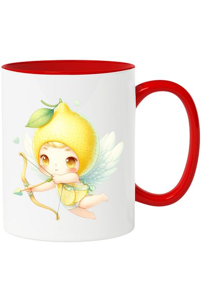 StoryGift Romania Mug with a lemon-headed baby | illustration | wings | flying | archery, With ,STG