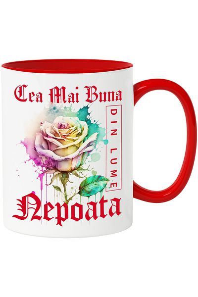 StoryGift Romania Mug With The Text The Best Niece, In The World, Flower, Colorful Rose, Waterc, With,STG.