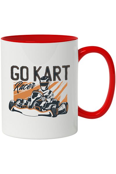 StoryGift Romania Mug With Message In English Go Kart, Racer, Race, Helmet, Car, Multicolor 330 ml, With ,STG