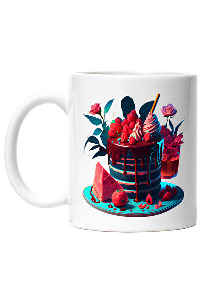 StoryGift Romania Cana Cu Tort, Prajitura, Capsuni, Flori, Multicolor 330 ml,...