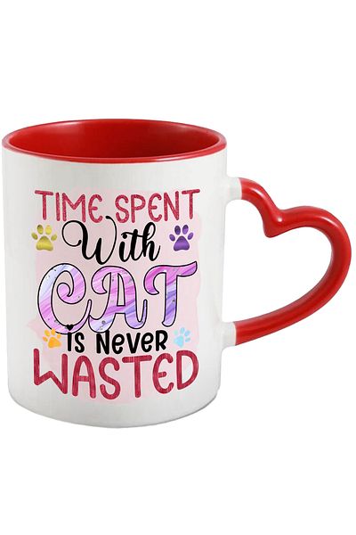 StoryGift Romania Mug with the message "Time spent with cat is never wasted", time spent with the cat, With ,STG.