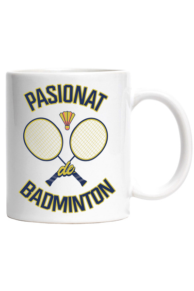 StoryGift Romania Cana Palete de badminton si fluturas iubitorii de sport, 330ml, Ceramic cu Maner, Cu ,STG