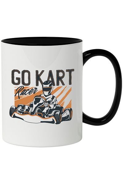 StoryGift Romania Mug With Message In English Go Kart, Racer, Race, Helmet, Car, Multicolor 330 ml, With ,STG