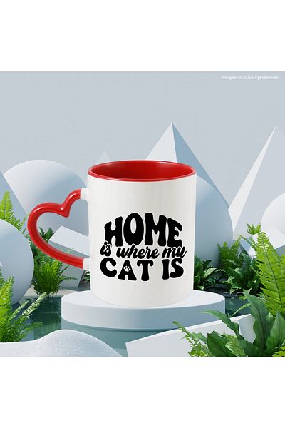 StoryGift Romania Mug for cat lovers with the text ""Home" is where the cat is, With ,STG