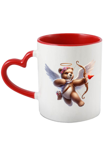 StoryGift Romania Cana cu un ursulet Cupidon, ilustratie, trage cu arcul, sag...